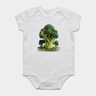 Features a Collection of Broccoli, Emphasizing its Green Baby Bodysuit
